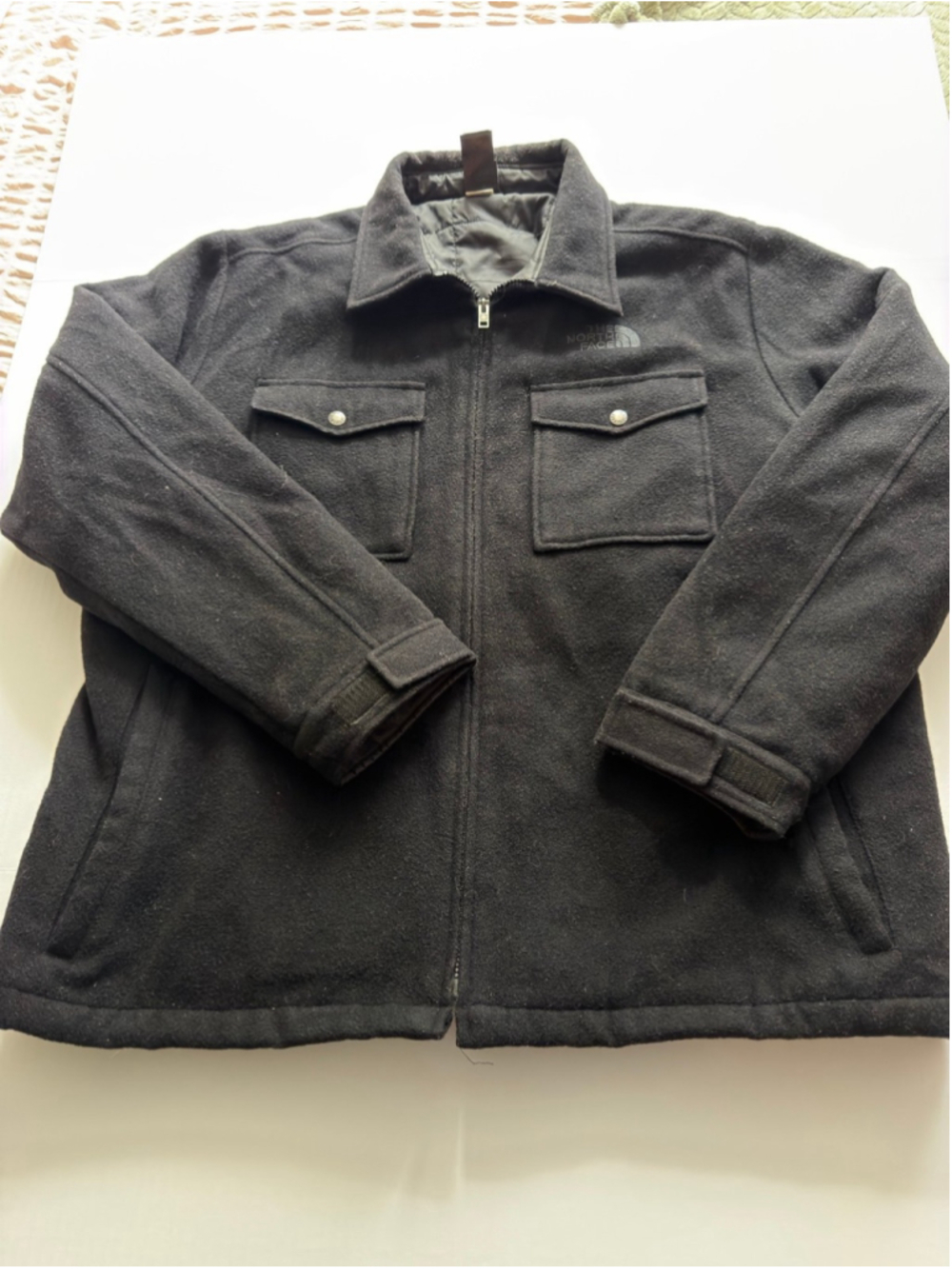 The North Face black full-zip wool-blend utility jacket sz Xl